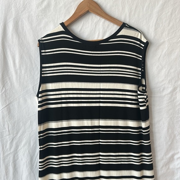 Antistar Black and White Striped Sleeveless Stretchy Maxi Dress Made in Canada - Picture 5 of 13